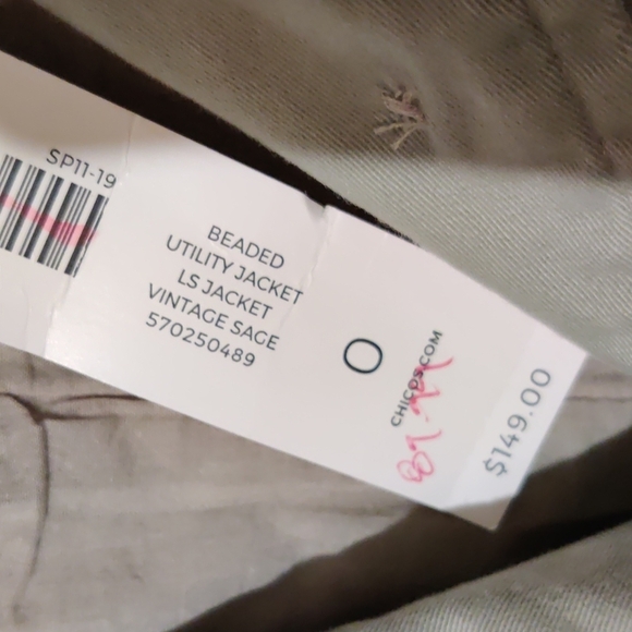 Chico's Beaded Utility Jacket NWT Size Small/4: (Chico's 0) - Picture 8 of 12